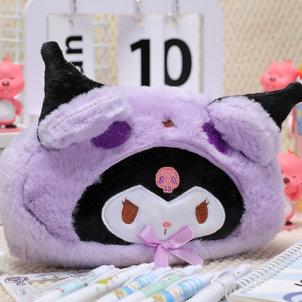 {NEW} Purple Kuromi Plush Pencil Case Make Up Bag
